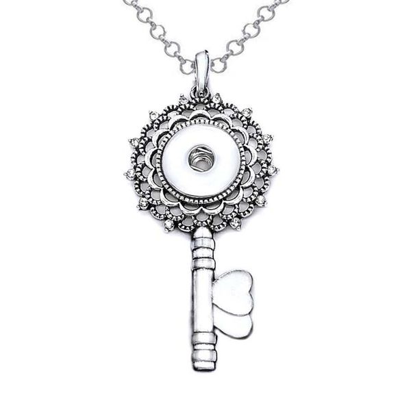 

10pcs interchangeable key ginger snap button pendant necklace jewelry fit 18mm snap button charm jewelry for women gift, Silver