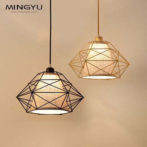 

wholesale new coffee shop restaurant bar decor creative pendant lamp with linen shade suspension light