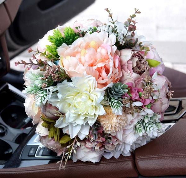 

eternal angel wedding gifts, european style peony bride bouquet