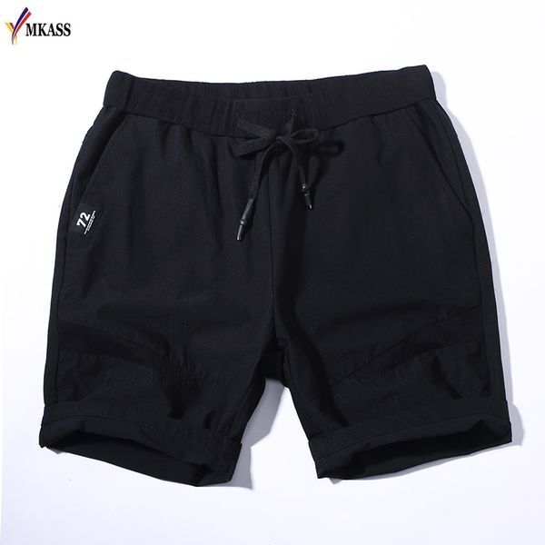 

2018 summer black short mens brand cotton men short pants elastic waist solid knee length casual bermuda beach shorts trousers, White;black