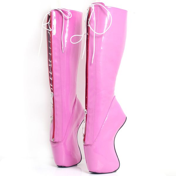 

18cm heel height round toe hoof heel platform party knee boots us size 5.5-14.5 no.mt1823, Black