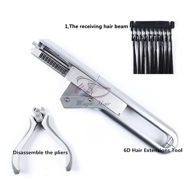 6D Extensão Do Cabelo Humano Conector Da Máquina Com Cabelo Remover Piler No-traço Quick Kit Salão de Beleza Natural Real Queratina Peruca Estilo ferramenta