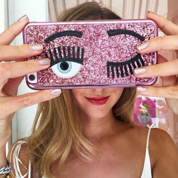 

YunRT модный бренд Chiara ferragni Bling Блеск пудра 3D большие ресницы Покрытие телефона Чехо