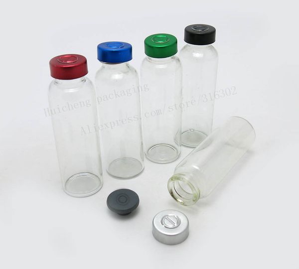 500 x 30ml frasco de vidro injeção claro com alumínio flip off cap, 1oz vidro vazio cuidado pele medicina recipientes de vidro