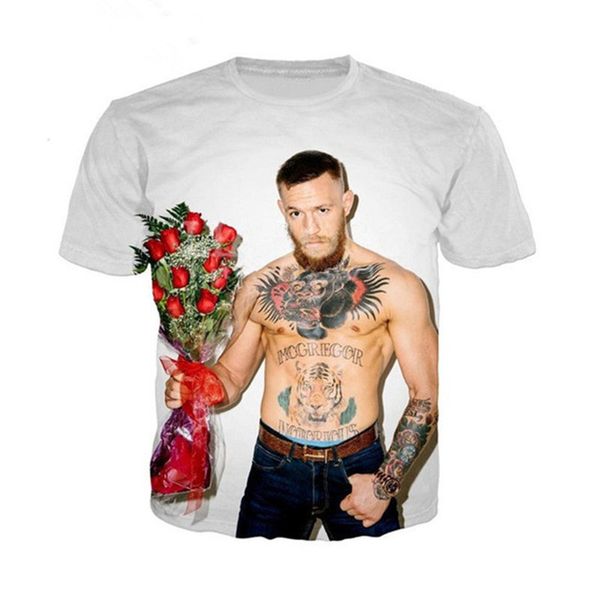 

men/womens 3d star conor mcgregor print short sleeve funny t-shirts harajuku fitness casual shirt u1017, White;black