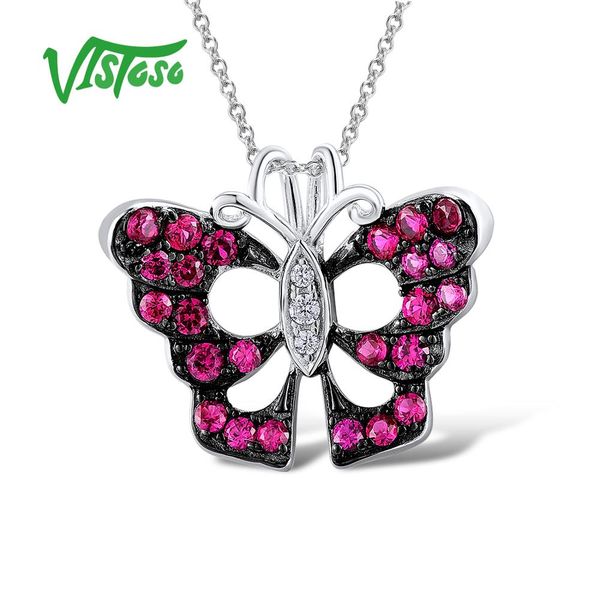 

vistoso butterfly women fine jewelry pendants 925 sterling silver created-ruby white cubic zirconia women's jewelry pendants