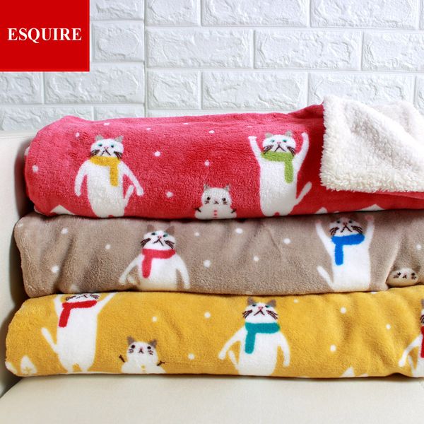 

wholesale-japanese style lamb double blanket winter snow cat kitten catty kitty blanket cartoon children baby sleeping blanket 100*75cm