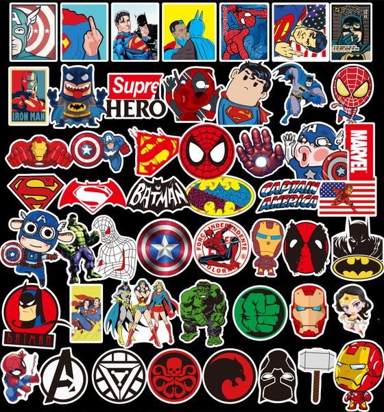 

50pc lot marvel anime cla ic ticker toy for lap kateboard luggage decal decor funny iron man piderman ticker for kid car ticker