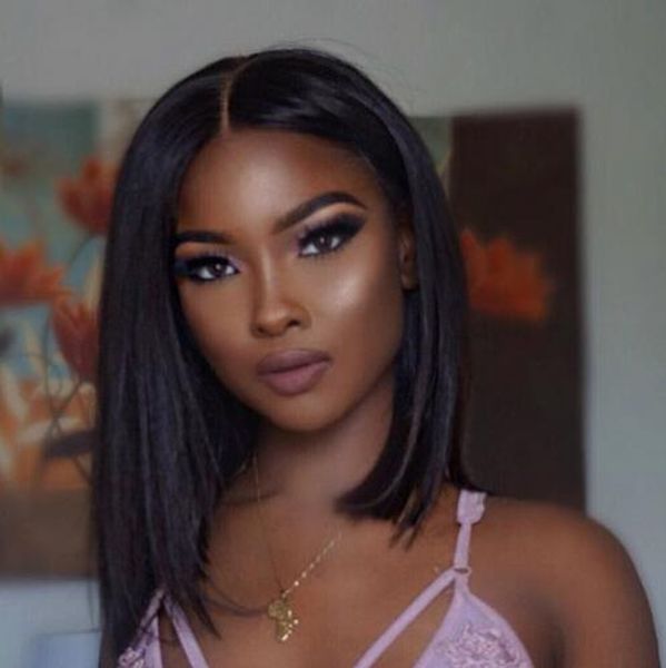 Hot Silky Straight Bob Wig Brazilian Hair Simulation Human Hair