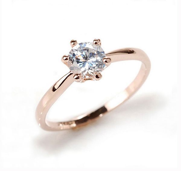 

Classic Six Claw 6mm Zircon Wedding Rings for women Jewelry silver color Engagement crystal rings female Anel Bijoux Gift lover ring