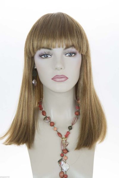 

ginger golden blonde with auburn blonde long medium straight wigs, Black;brown