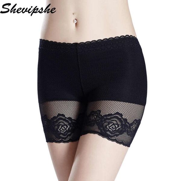 

2017 summer women flat tiered short pants ice silk under safety pants underwear boxer shorts white solid short femme, Black;pink