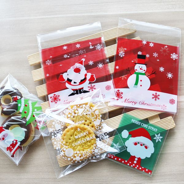 

с рождеством пластиковый пакет 10x10cm санта-клаус сумки снежинка печенье целлофан конфеты подарки пластиковые пакеты украшения партии