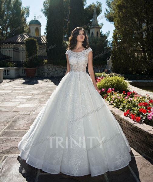 

shinning white lace/tulle applique a-line beach wedding dresses bridal pageant dresses wedding attire dresses custom size 2-16 zw712201