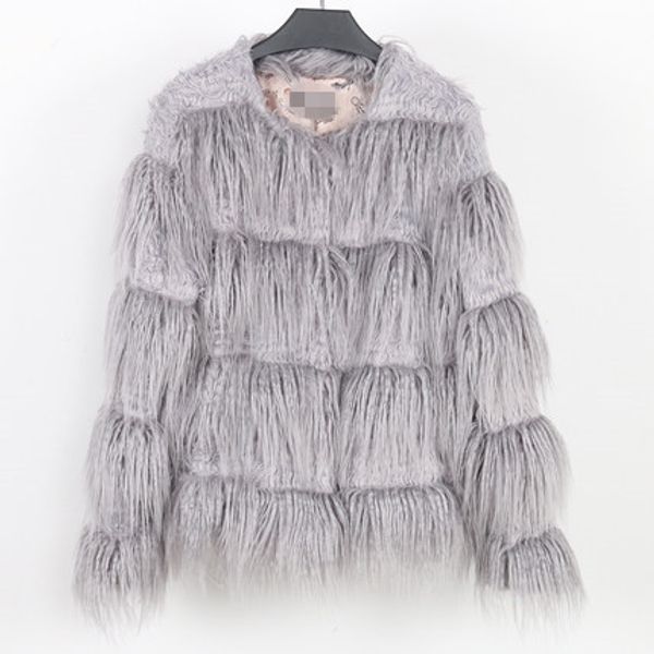 

2018 new women slim striped faux fur coat n16, Black