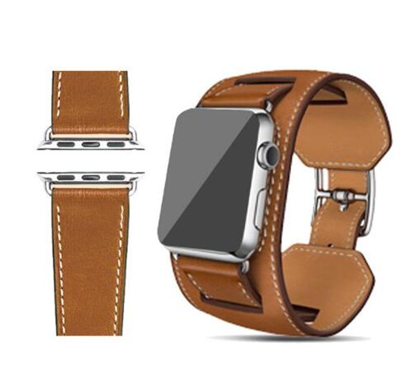 

series 3/2/1 genuine leather straps cuff band 42mm bracelet leather with adapter strap 38mm, Black;brown