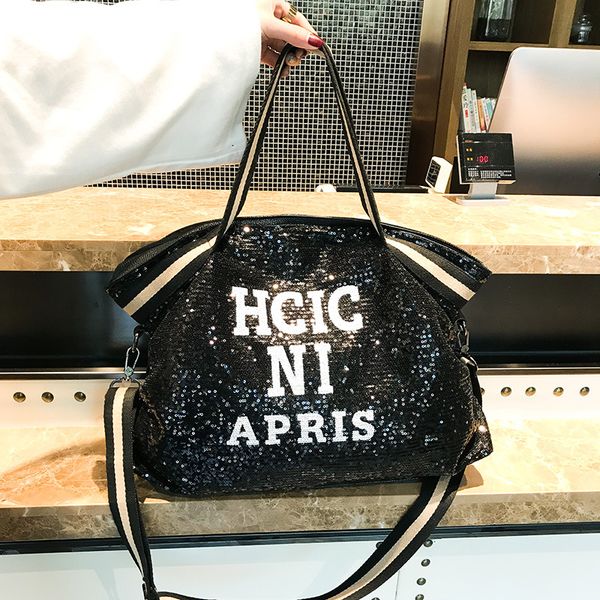 

Pink sugao Europe women leather handbags fashion sequin letter purse tote bag large capacity shoulder bag crossbody bags