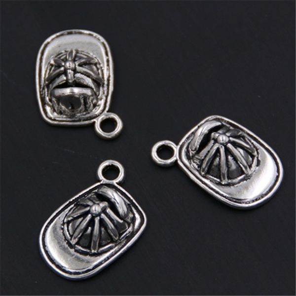 

15pcs antique silver alloy metal fireman hat cap charms hat pendant for bracelet diy jewelry making a1140, Bronze;silver