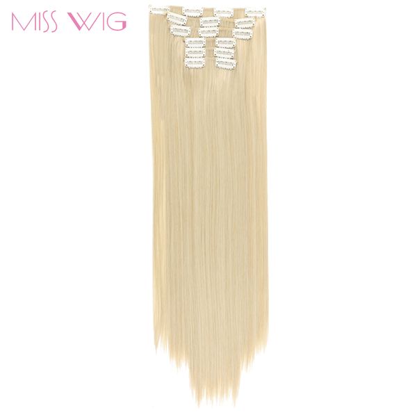 

miss 15colors available 24inchs 16 clips in hair extensions straight hairstyle synthetic hairpieces 140g false hair, Black;brown