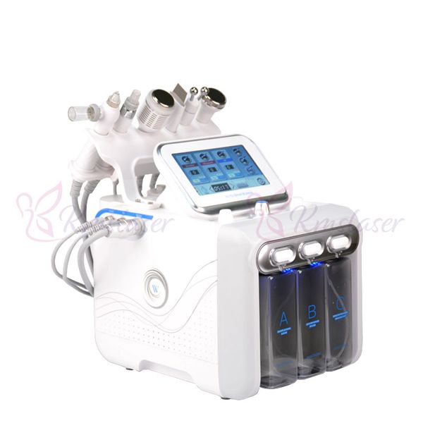 

6 in1 aqual peeling hydra facial skin rejuvnation wrinkle removal acne removal professional facial oxygen spray machine, Black;white