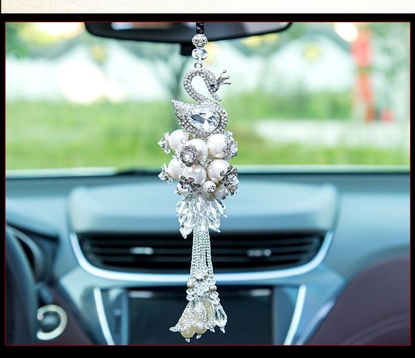 2019 Car Interior Decoration Hanging Swan Ornaments Car Hanging Pendant Decorations Rearview Mirror Crystal Car Styling Interior Accessories From