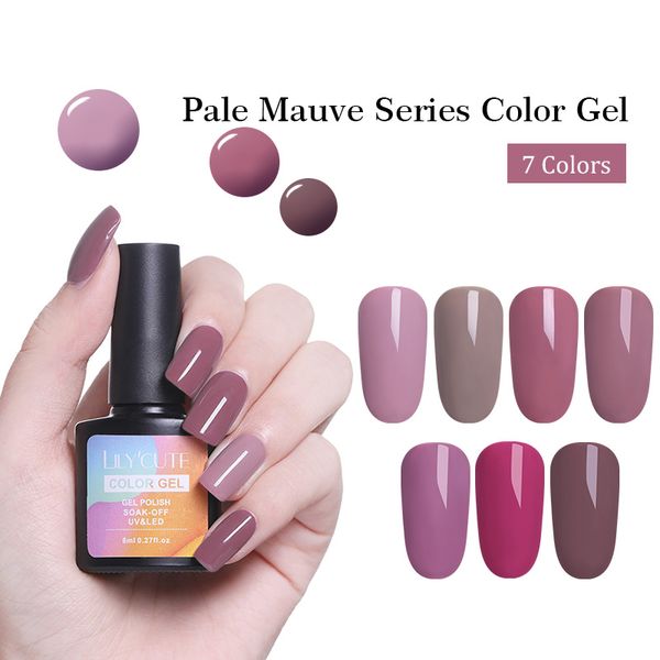 

lilycute 8ml palevioletred nail art gel varnish nude pink gel polish lacquer soak off uv varnish pure color long lasting, Red;pink