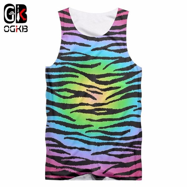 

ogkb men' casual vest cool print colorful leopard 3d tankman fit slim workout fitness sleeveless tee shirts singlets man, White;black