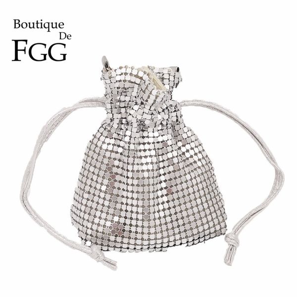 

boutique de fgg luxury handbags women bag designer aluminum bucket mini evening bags coin purse ladies party clutch handbag
