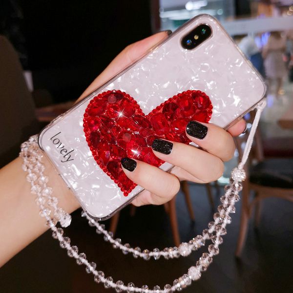 

Роскошный Bling Rhinestone чехол для Iphone 11 Pro Max Xs Хг X Симпатичные сердца Прекрасных Алмаз