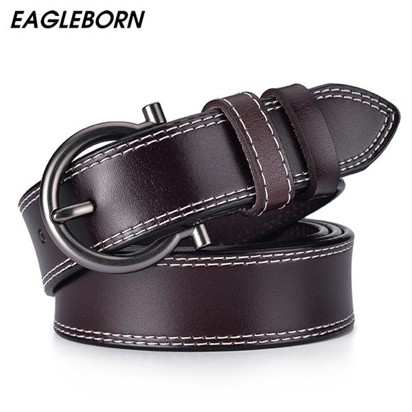 

fashion classic round buckle ladies belt women's 2018 design female casual leather belts for jeans kemer, Black;brown