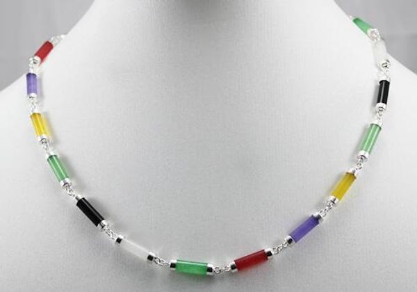

mixed jades 925 sterling silver necklace