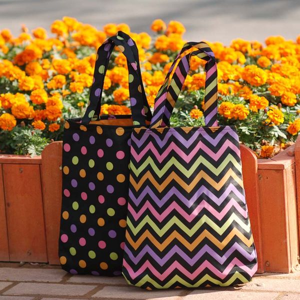 

2019 new arrival mall lot chevron halloween tote polka dot halloween bucket bag trick or treat candy bag dom049