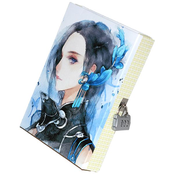 

customize diary notebook with lock password notepad office stationery notebook travel journal agenda diy ps on book 1 week, Purple;pink