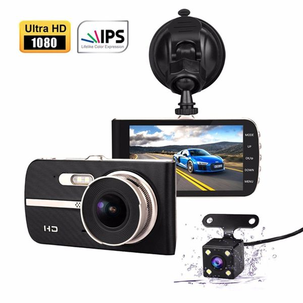 

fhd 1080p car dvr blackbox dash cam driving video recorder 4" ips screen 6g lens 2ch 170°+ 120° view starlight night vision g-sensor