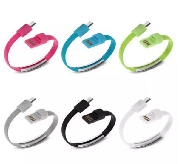 

Bracelet Hand Wrist Data Sync Charger Charging USB Cable 20cm Fast Charging Portable Noodle Usb Charger Cable For Micro V8 Android