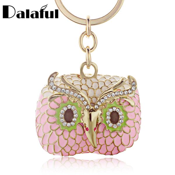 

new fashion chic owl enamel crystal metal bag pendant key holder keyring keychain for car k176, Slivery;golden