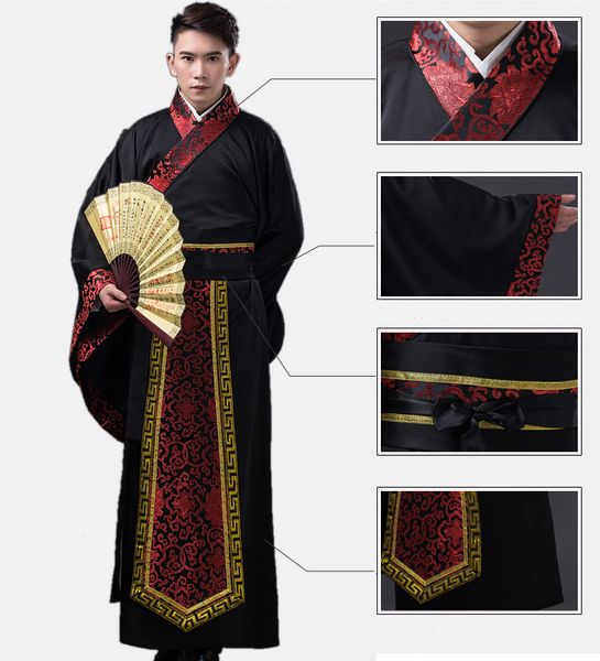 

2018 summer men chinese cotton buddhist monk robes dance costumes hanfu costume han dynasty man clothes ancient clothing, Red