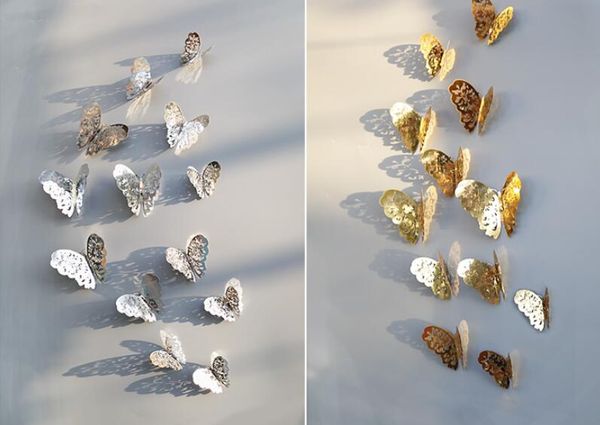 

новый 12 шт./компл. 3d пвх наклейки бабочки полые diy home decor плакат детские комнаты украшения стены партии свадьба