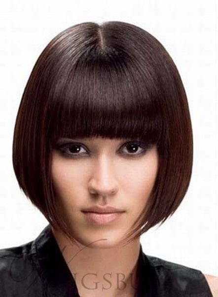 FIXSF236 parrucche medio naturali per capelli lisci castano scuro di nuovo stile per parrucche da donna