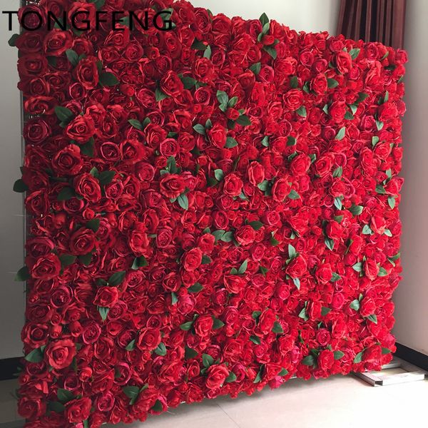 

10pc lot artificial ilk ro e flower wall wedding background decoration flower runner tage wedding decoration red tongfeng