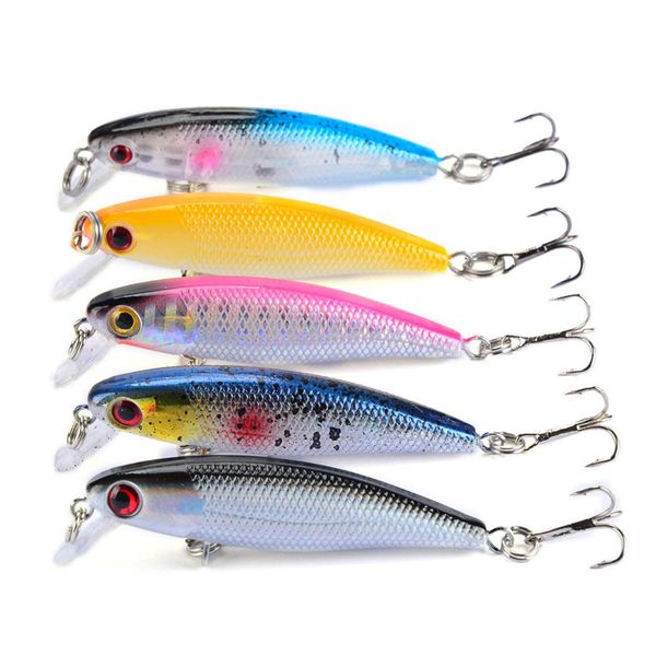 

minnow wobbler fresh water fishing lure stainless steel hooks 5colors 4.5g 6.5cm shallow swimming small hard bait