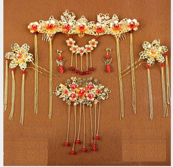

new wedding dress phoenix crown chinese dress headwear qipao dragon and phoenix gown hairpin, Slivery;golden