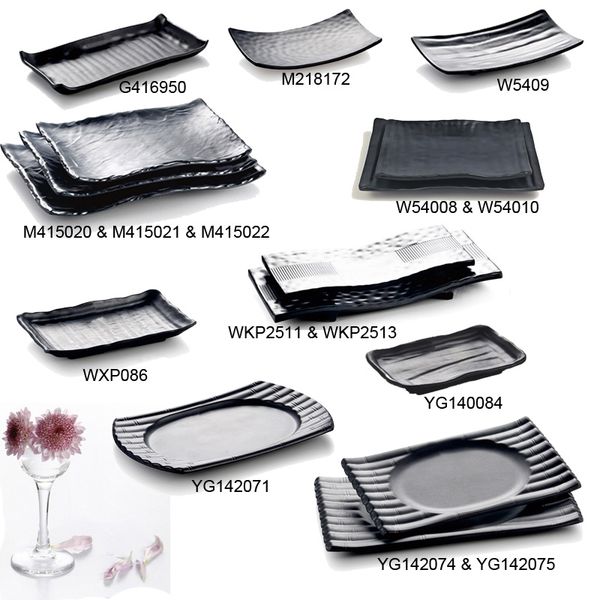 

melamine dinnerware dinner plate frost black rectangle lrregular plate fashion restaurant sushi plates a5 melamine tableware