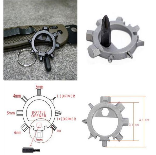 Ringtool EDC Ferramenta Multifuncional Ao Ar Livre Polvo Ferramenta de reparo de bicicleta multi Ferramentas Chave De Fenda 12 em 1 Função de Bolso Ao Ar Livre ferramenta