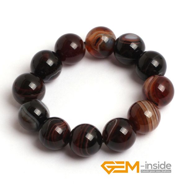 

natural sardonyx agat bracelet: 4mm to 18mm natural stone beads bracelet diy bracelet elastic rope for women ing, Golden;silver