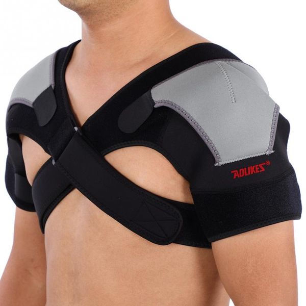 

adjustable shoulder protector breathable gym shoulder support back brace guard strap wrap belt sports safety bandage, Black;blue