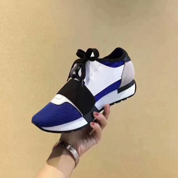 

2017 New Men Women Sport Running Shoes Fashion Designer design Men Women Lace-up Sneakers Brand patchwork Racer Men Women Trainers 36-46
