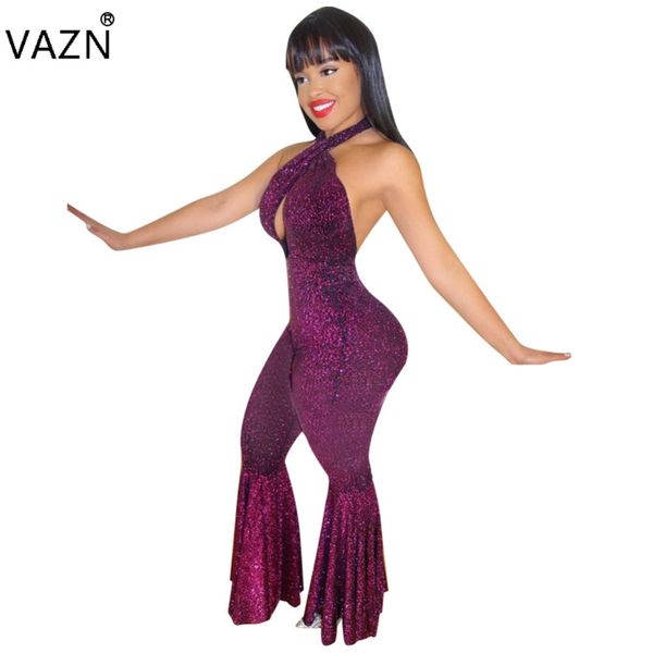 

vazn fashionable popular 2018 casual jumpsuit backless club wear full length jumpsuit ld8019, Black;white
