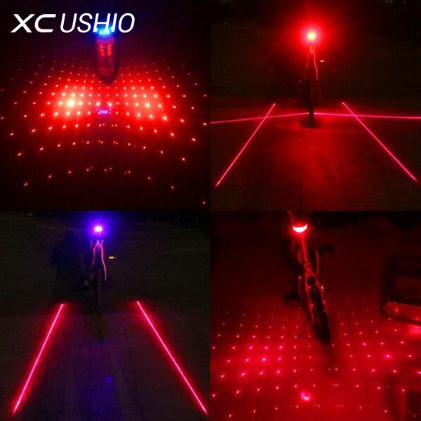 2017 neue 5 LED Laserstrahl MTB Mountainbike Fahrrad Hinten Schwanz Warnleuchte Licht