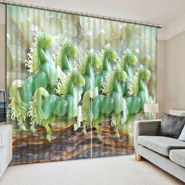 

european 3d curtain for bedroom custom thickened curtains for balcony accept your size jade carving horse